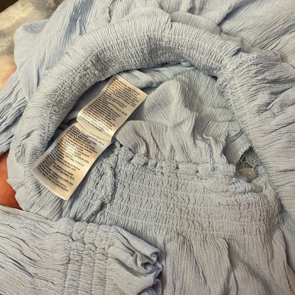 Divided H & M Women’s S Crop Top Baby Blue Gauzy Gathered Cozy Soft Trendy - Picture 4 of 12